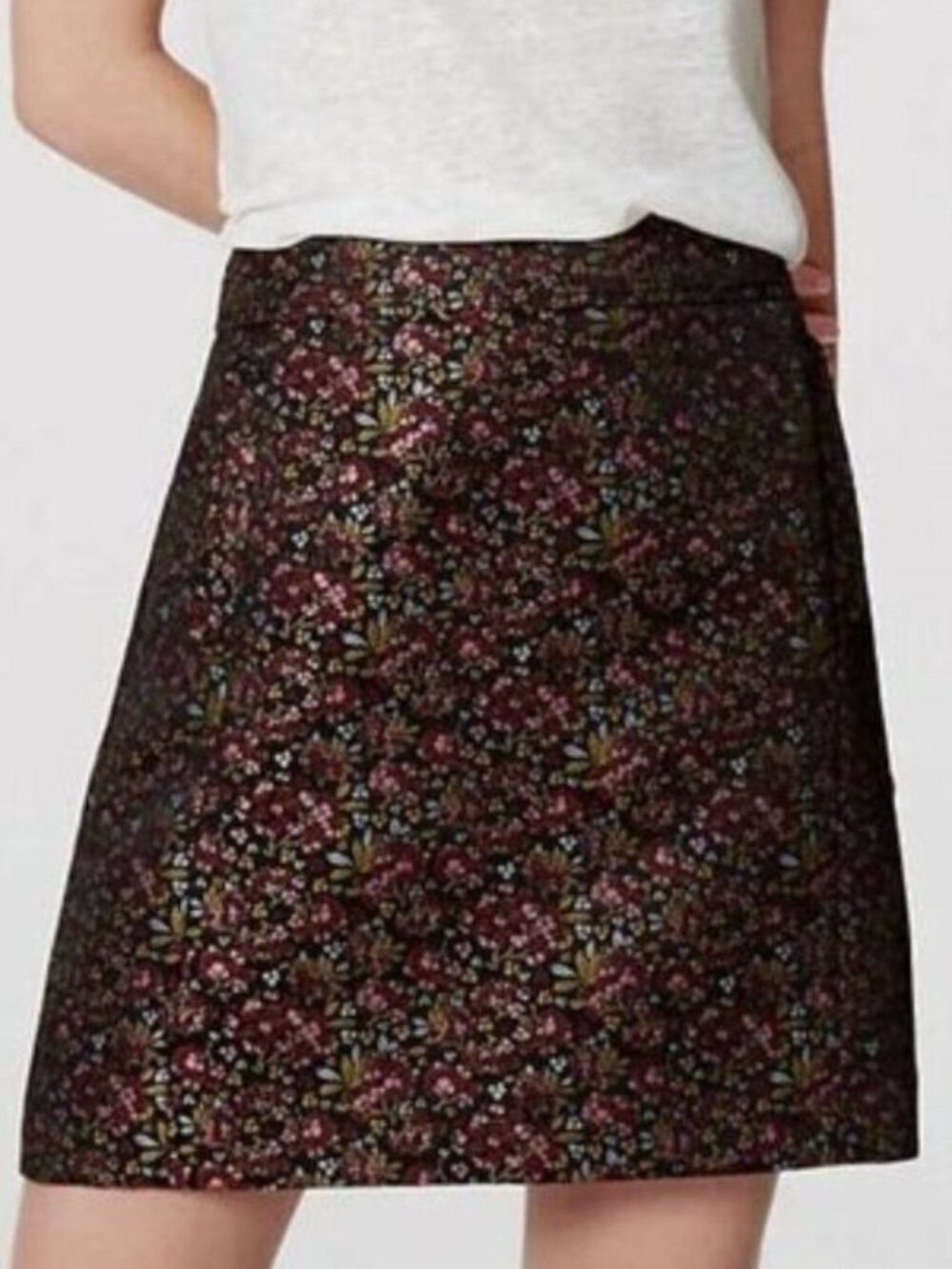 Ann Taylor LOFT Hydrangea Pocket Shift Mini Skirt Jacquard Floral Women's Size 8